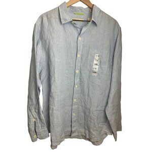 Tommy Bahama Easy Breezer 100% Linen LS Button Up Shirt‎ Mens Large NEW $98 Blue